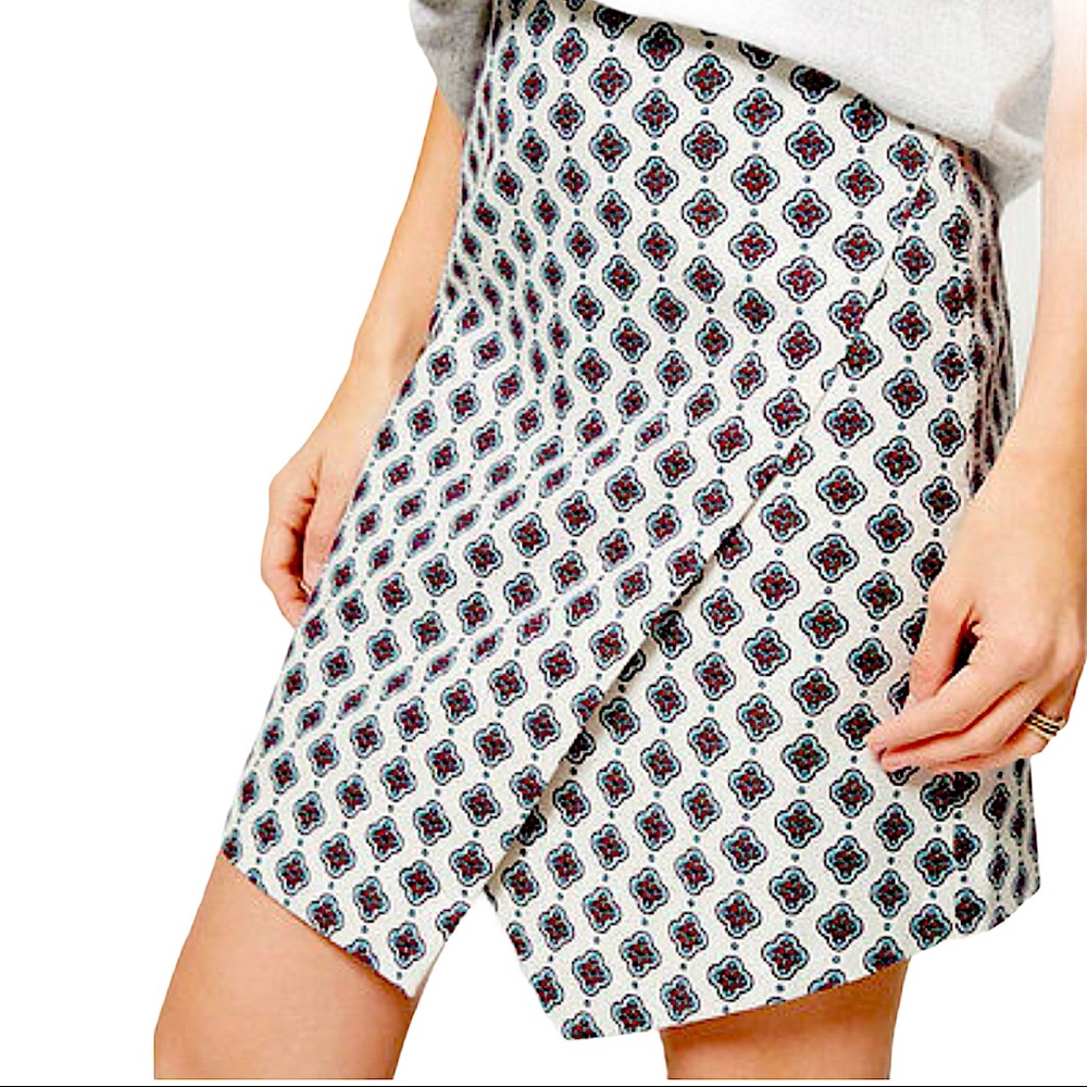 Loft Medallion Print Cotton Wrap Skirt Women Sz 2